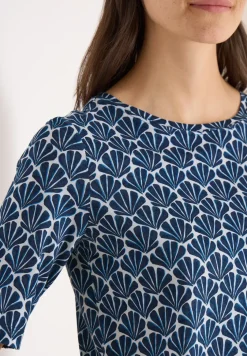T-Shirt mit Rundhals und Muschelprint
