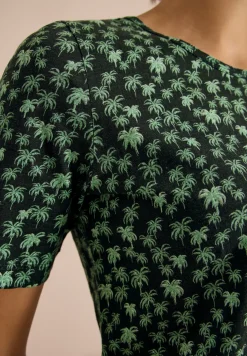 T-Shirt mit Rundhals und Palmenprint