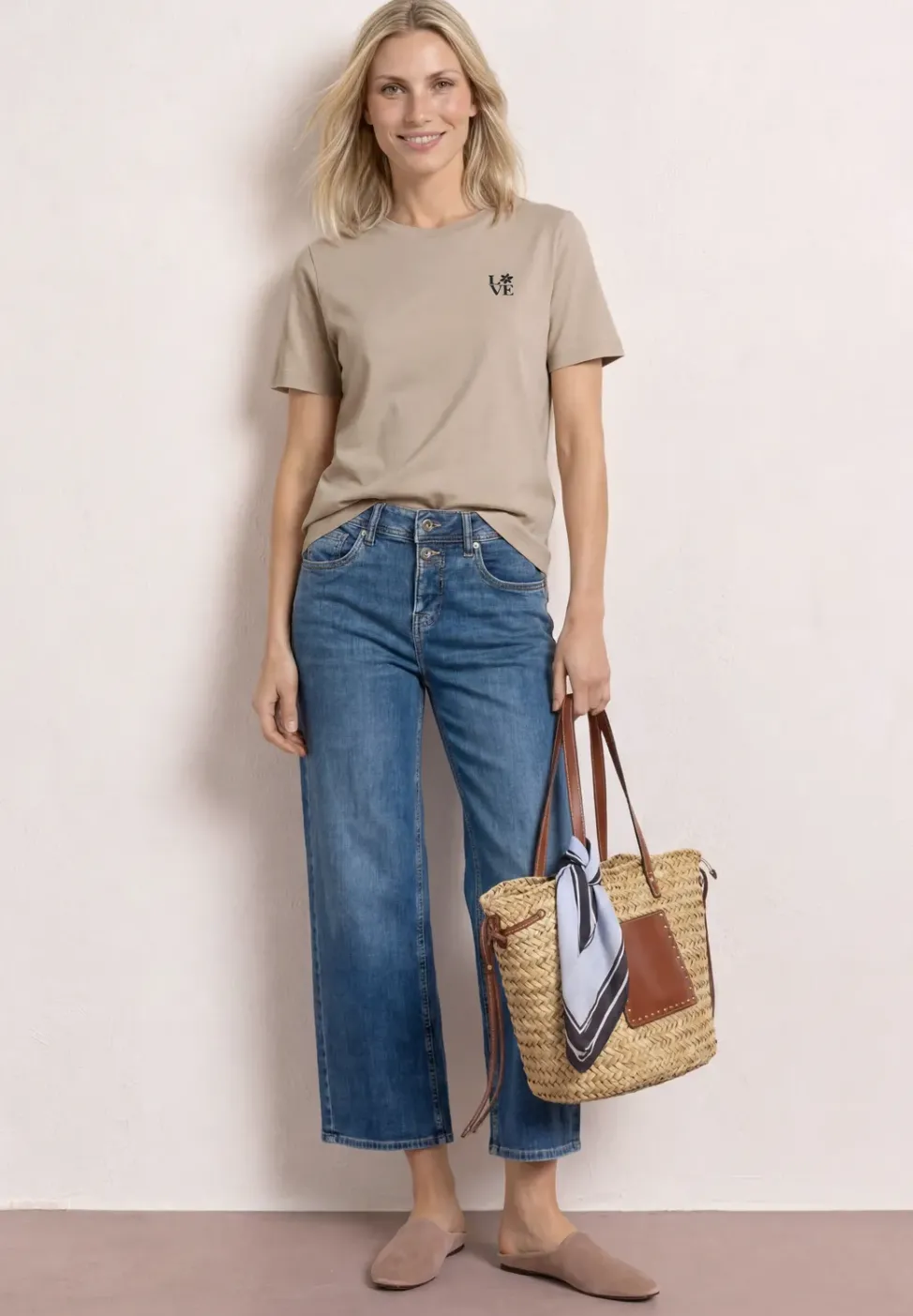 T-Shirt mit Rundhals und Printdetail