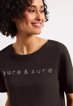 T-Shirt mit Rundhals und Schmucksteinen