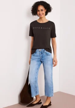 T-Shirt mit Rundhals und Schmucksteinen