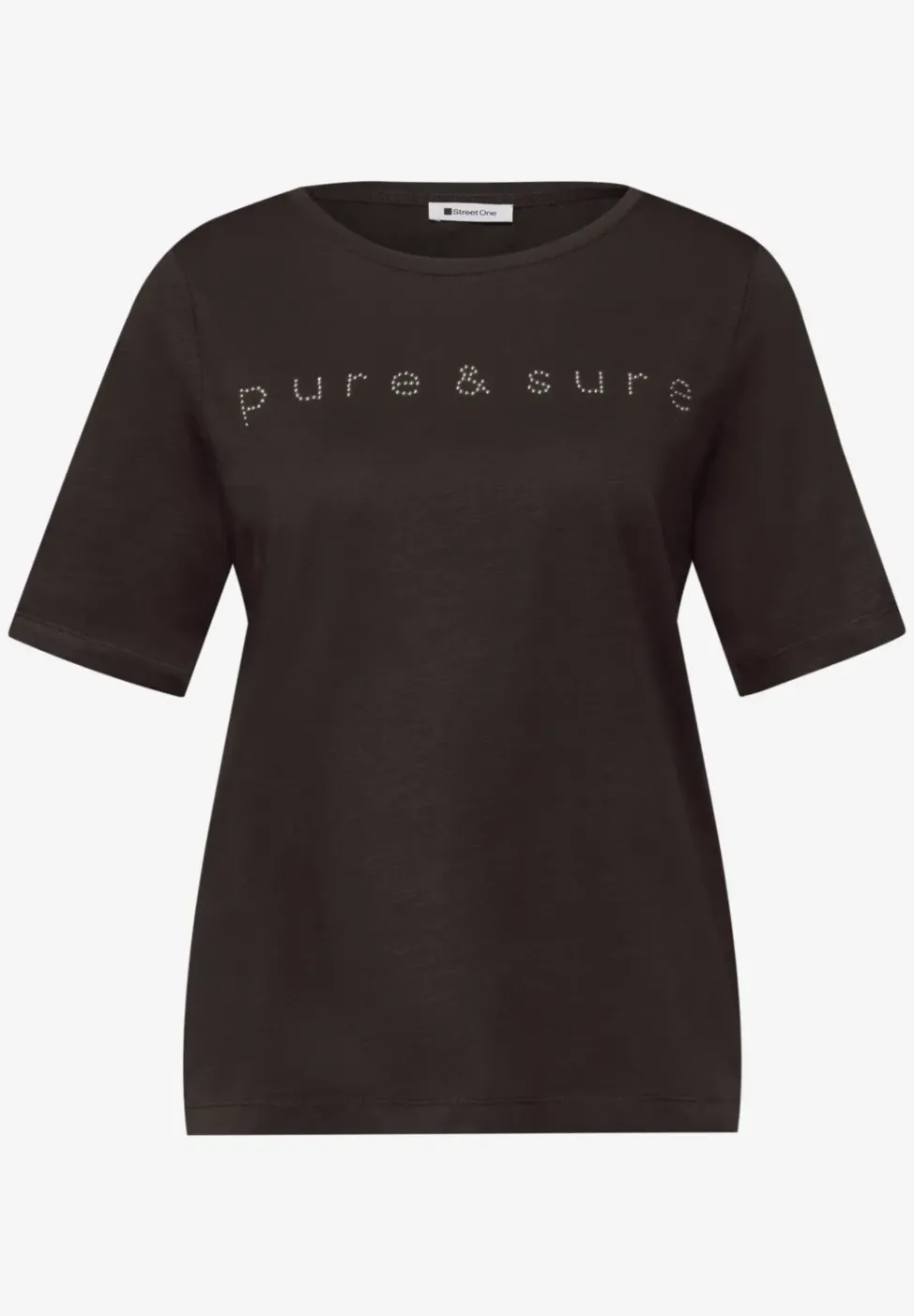 T-Shirt mit Rundhals und Schmucksteinen