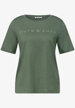 T-Shirt mit Rundhals und Schmucksteinen
