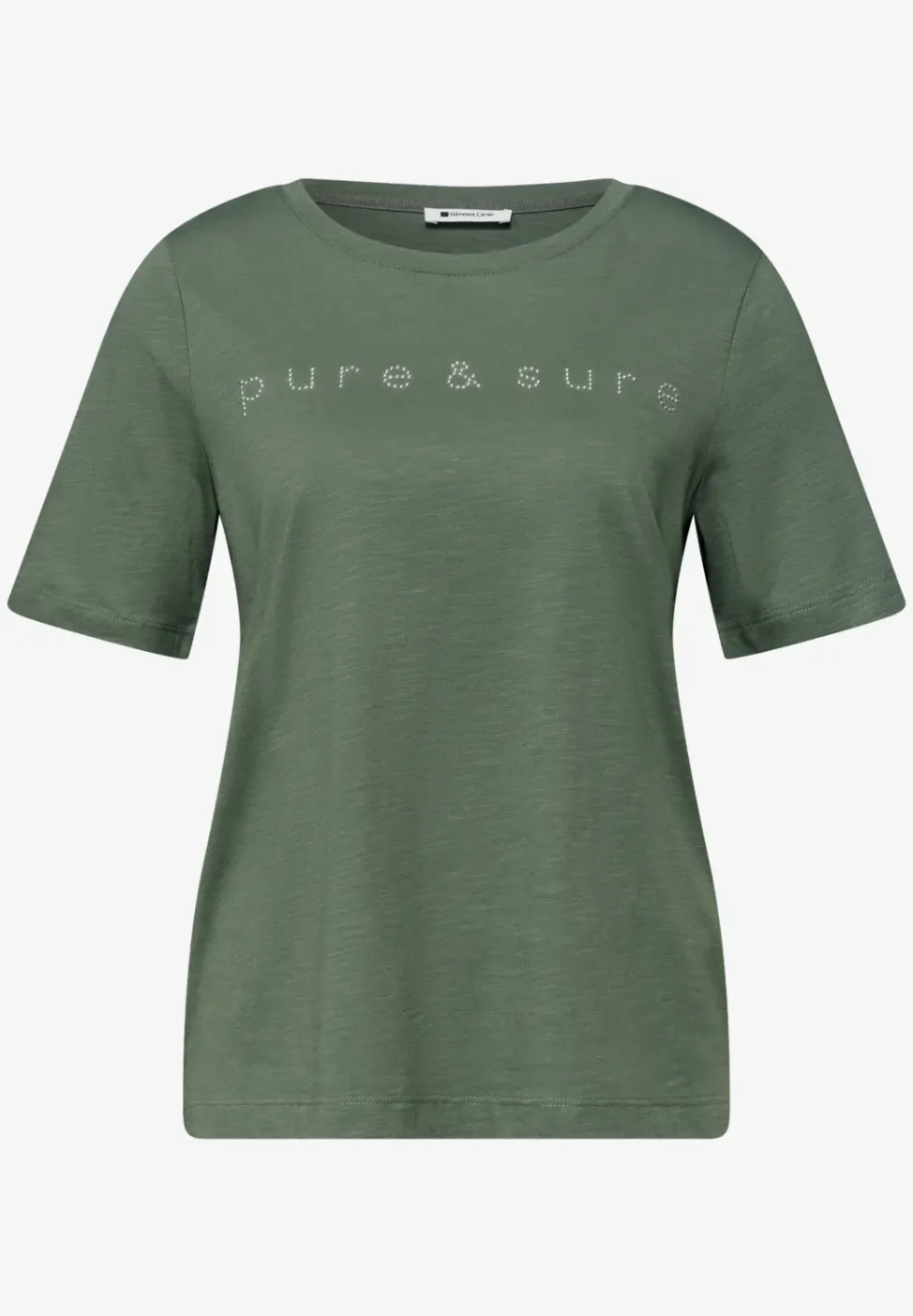 T-Shirt mit Rundhals und Schmucksteinen