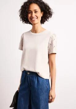 T-Shirt mit Rundhals und Spitzenärmeln