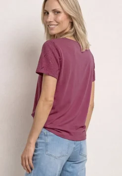 T-Shirt mit Rundhals und Spitzenärmeln