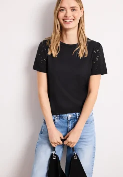 T-Shirt mit Rundhals und Spitzenärmeln