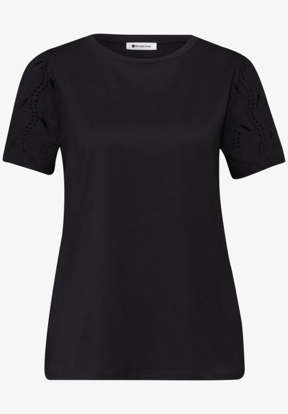 T-Shirt mit Rundhals und Spitzenärmeln