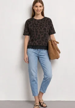 T-Shirt mit Rundhals und Spitze