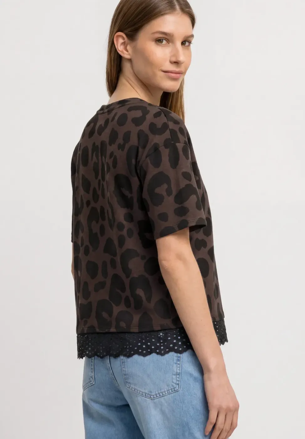 T-Shirt mit Rundhals und Spitze