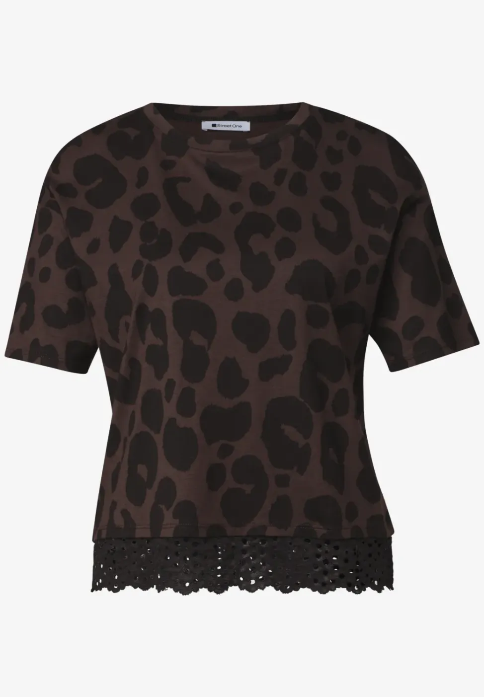 T-Shirt mit Rundhals und Spitze