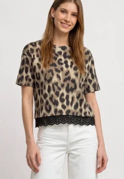 T-Shirt mit Rundhals und Spitze
