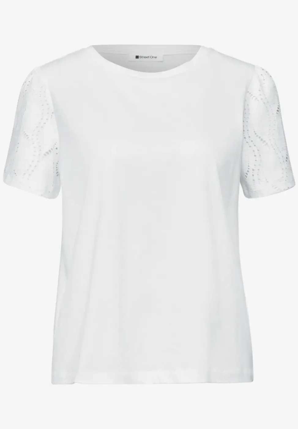 T-Shirt mit Rundhals und Spitzenärmeln