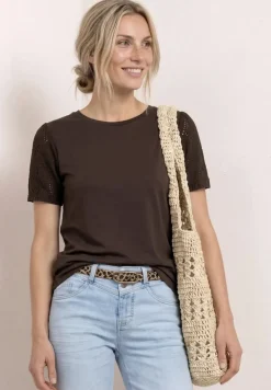 T-Shirt mit Rundhals und Spitzenärmeln