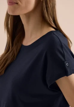 T-Shirt mit Rundhals und Turn-Up-Detail