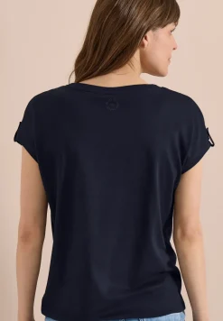 T-Shirt mit Rundhals und Turn-Up-Detail