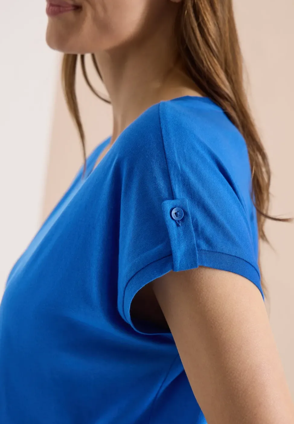T-Shirt mit Rundhals und Turn-Up-Detail
