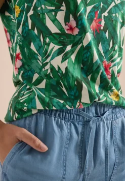 T-Shirt mit Rundhals und Turn-Up-Detail