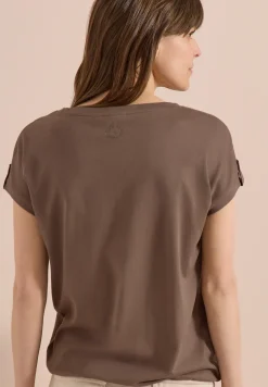 T-Shirt mit Rundhals und Turn-Up-Detail