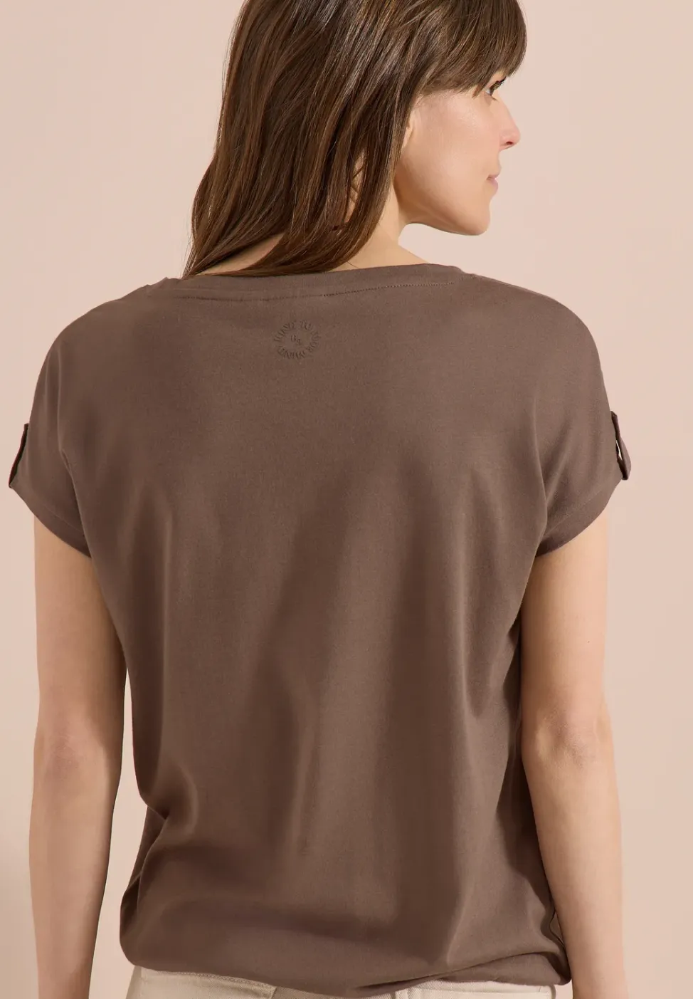T-Shirt mit Rundhals und Turn-Up-Detail