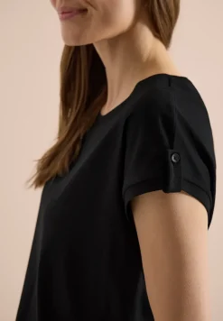 T-Shirt mit Rundhals und Turn-Up-Detail