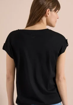 T-Shirt mit Rundhals und Turn-Up-Detail