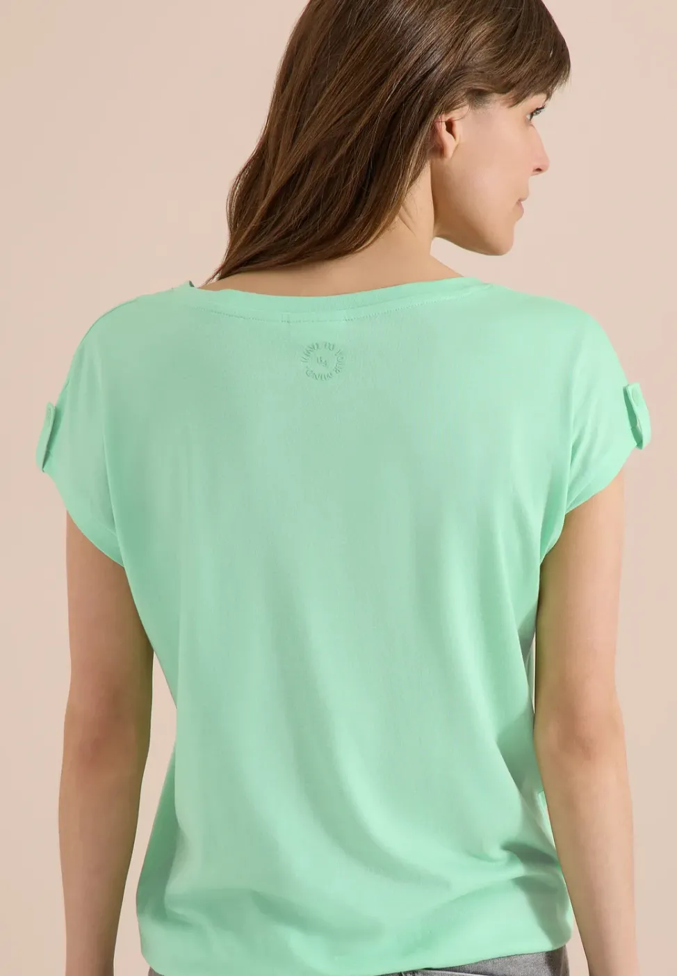 T-Shirt mit Rundhals und Turn-Up-Detail