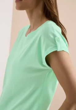 T-Shirt mit Rundhals und Turn-Up-Detail