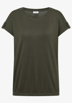 T-Shirt mit Rundhals und Turn-Up-Detail