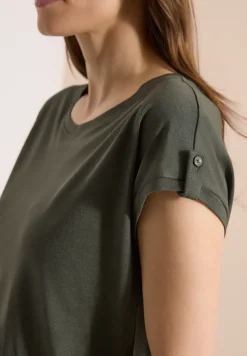 T-Shirt mit Rundhals und Turn-Up-Detail
