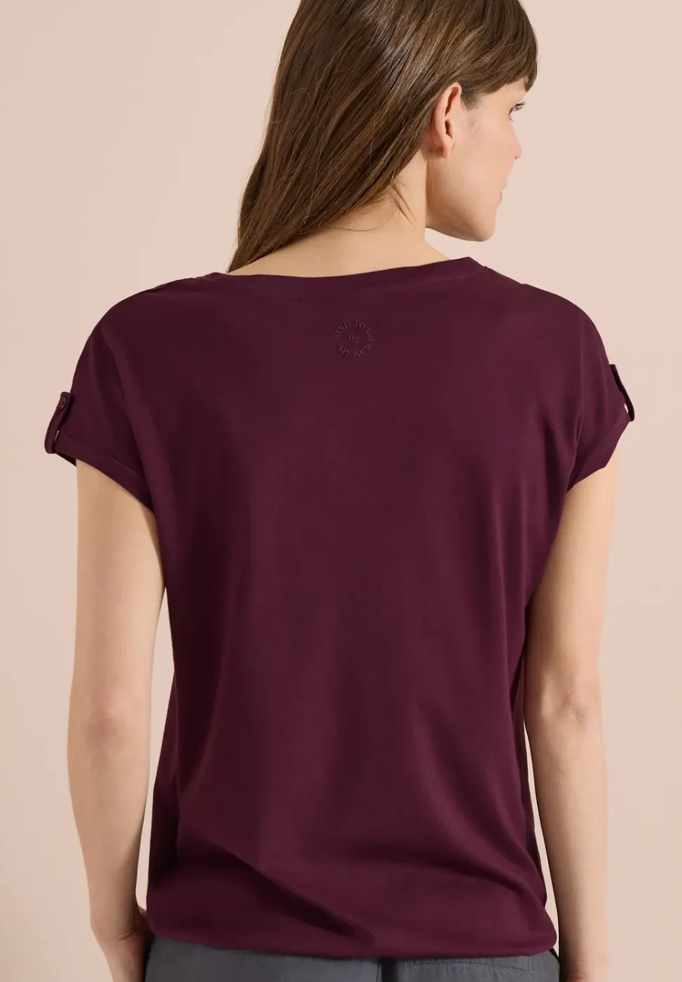T-Shirt mit Rundhals und Turn-Up-Detail