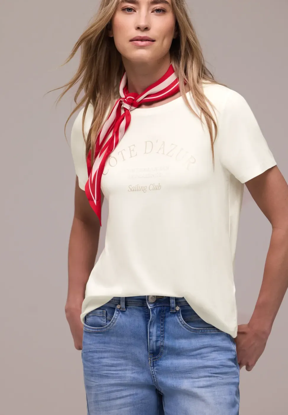 T-Shirt mit Rundhals und Wording