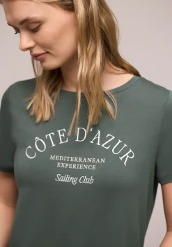 T-Shirt mit Rundhals und Wording
