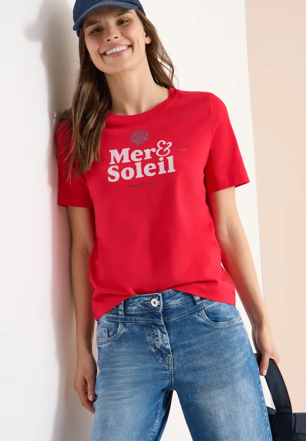 T-Shirt mit Rundhals und Wording