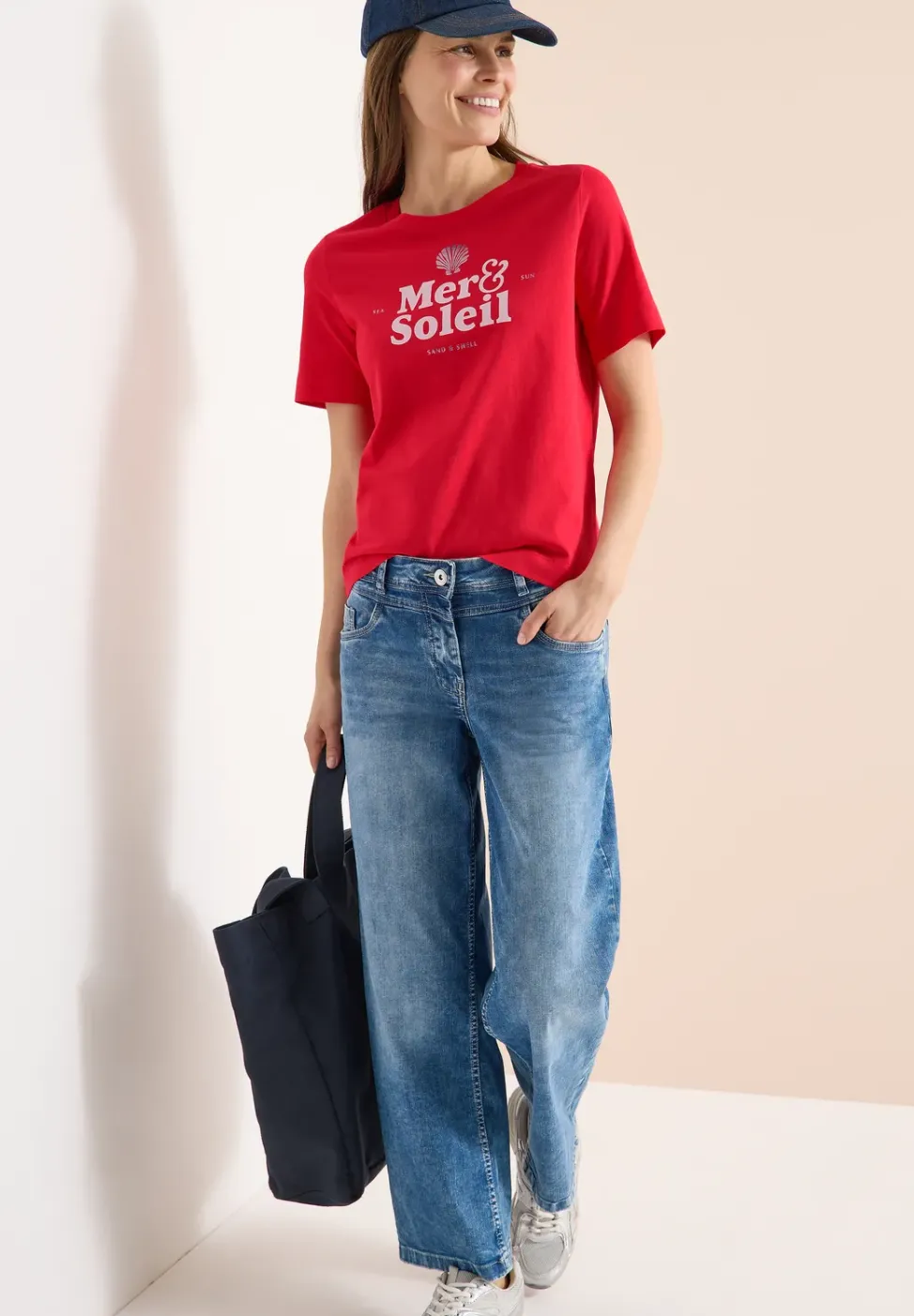 T-Shirt mit Rundhals und Wording