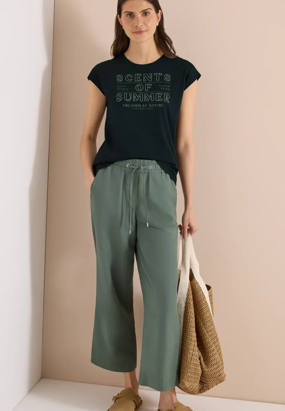 T-Shirt mit Rundhals und Wording Artwork