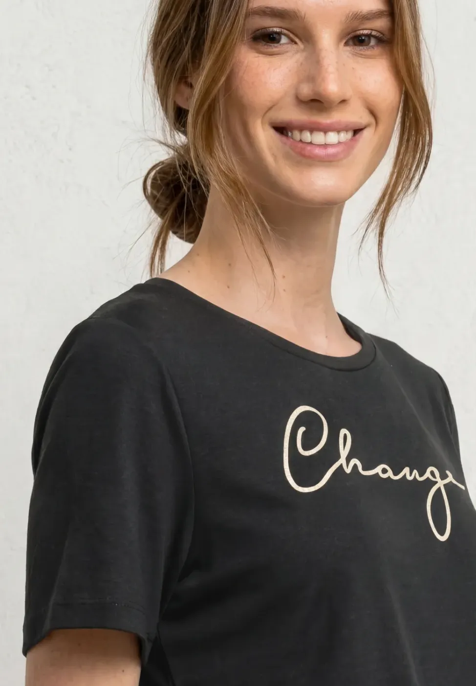 T-Shirt mit Rundhals und Wording Artwork
