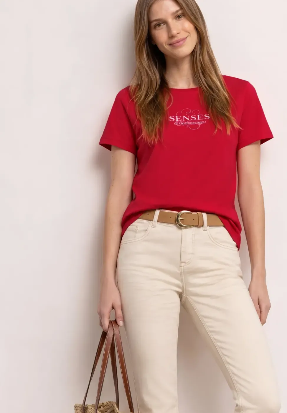 T-Shirt mit Rundhals und Wording Artwork