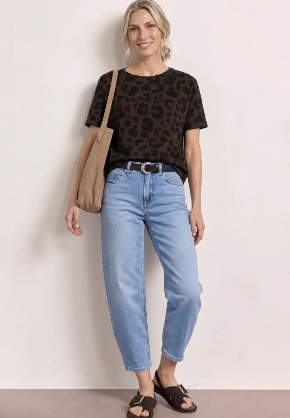 T-Shirt mit Rundhals und Zebra-Print