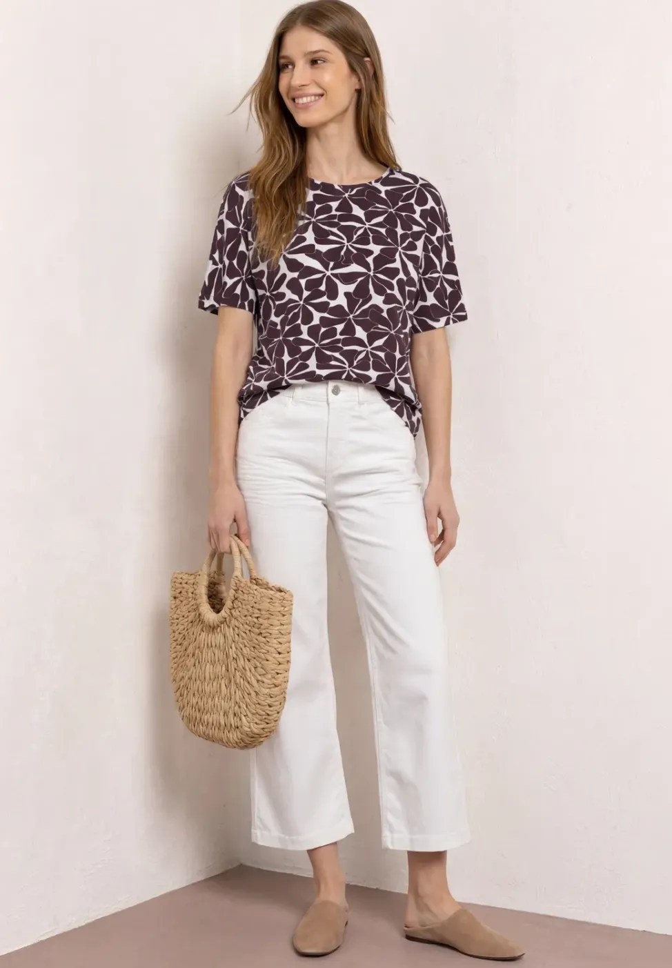 T-Shirt mit Rundhals und Zebra-Print