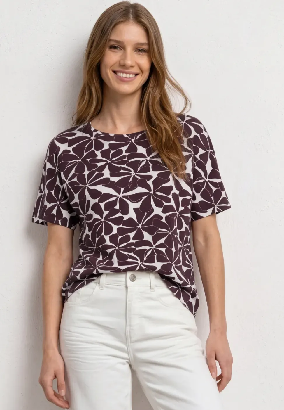 T-Shirt mit Rundhals und Zebra-Print