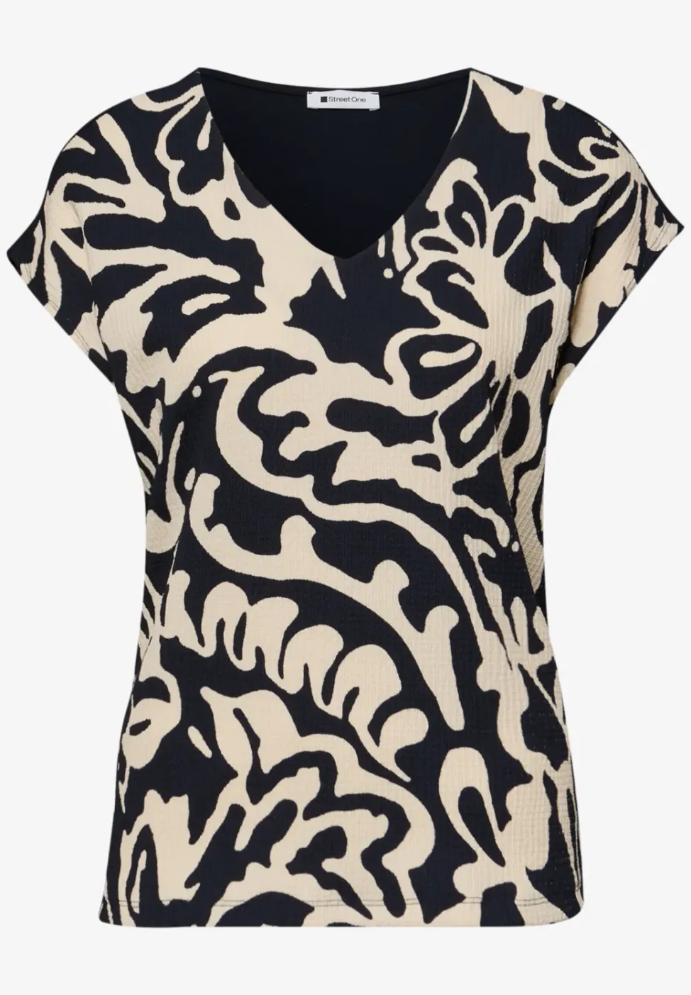 T-Shirt mit Split Neck und Frontprint