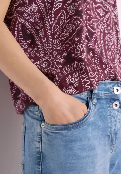 T-Shirt mit Split Neck und Paisleymuster