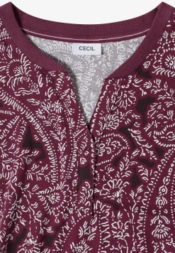 T-Shirt mit Split Neck und Paisleymuster