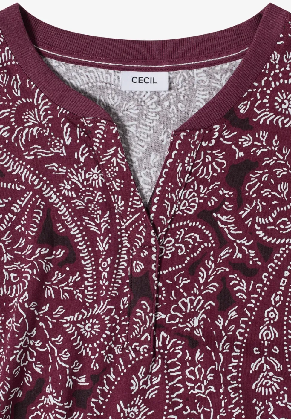 T-Shirt mit Split Neck und Paisleymuster