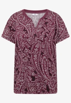 T-Shirt mit Split Neck und Paisleymuster