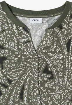 T-Shirt mit Split Neck und Paisleymuster
