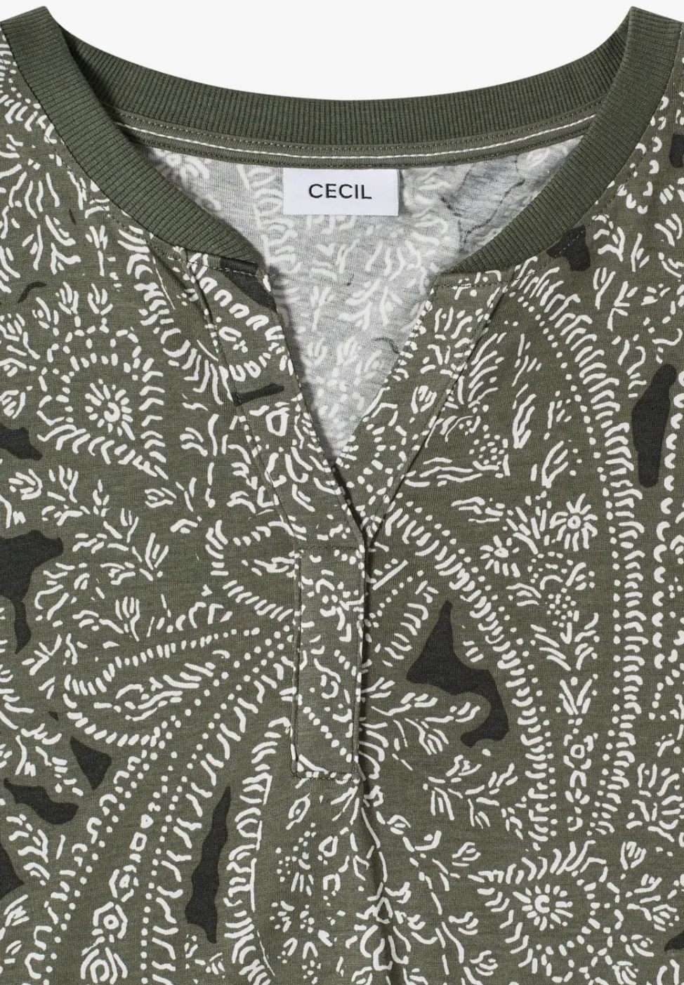 T-Shirt mit Split Neck und Paisleymuster