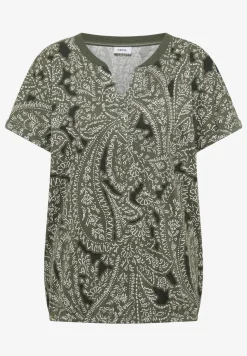 T-Shirt mit Split Neck und Paisleymuster