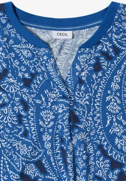 T-Shirt mit Split Neck und Paisleymuster